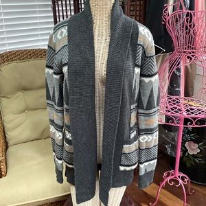 Open front gray and black cardigan Size S